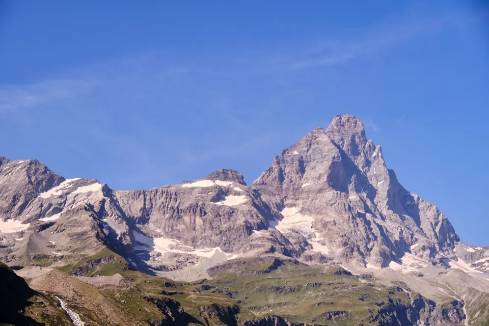A snowy peak above the campsite